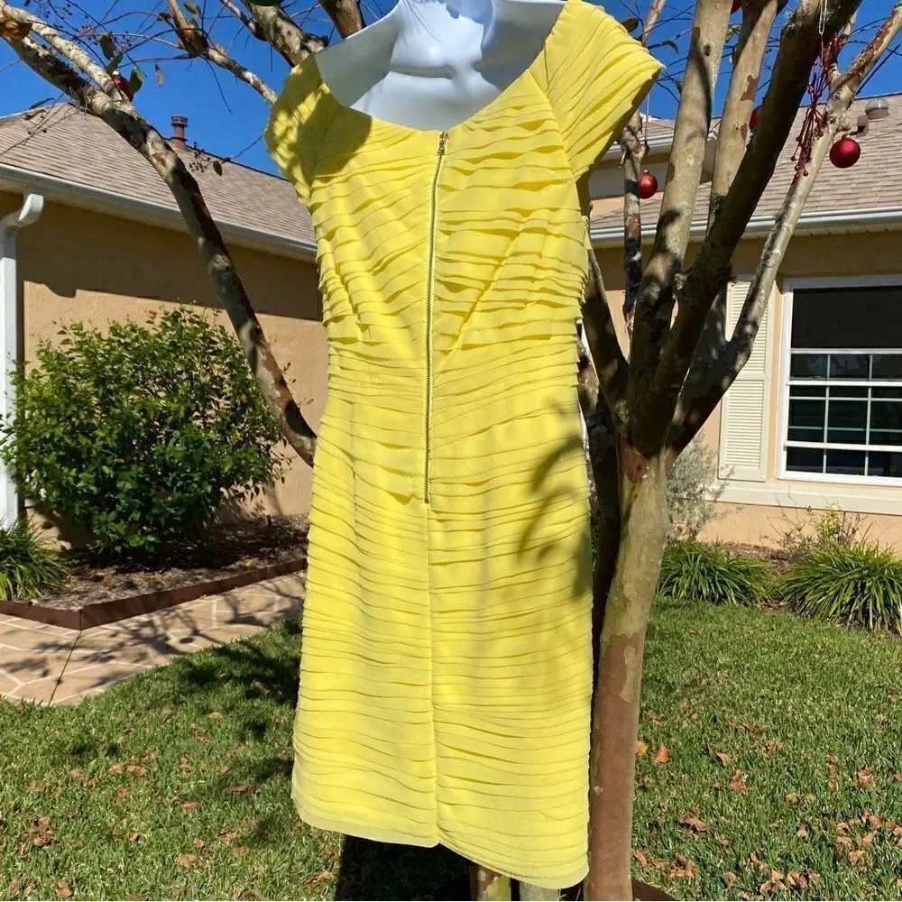 ALICE + OLIVIA CANARY YELLOW TIERED SHEATH DRESS 6 NWT